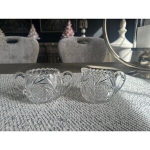 American brilliant cut sugar and creamer leaded crystal